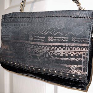 THE SAK Black Leather Crossbody Hipster Purse Shoulder Bag Zipper Lined Inside